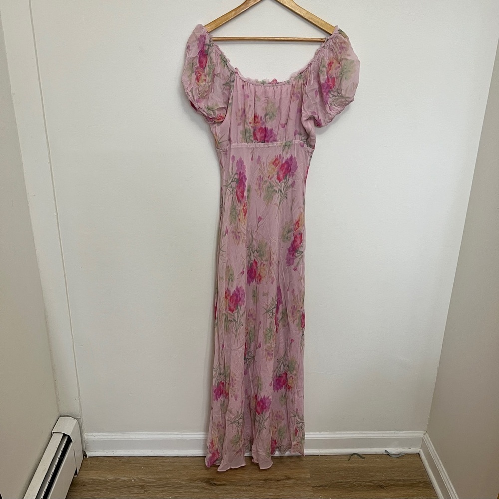 LoveShackFancy Madara Maxi Dress Pink Floral Silk Feel Cottagecore Size M - Picture 6 of 6